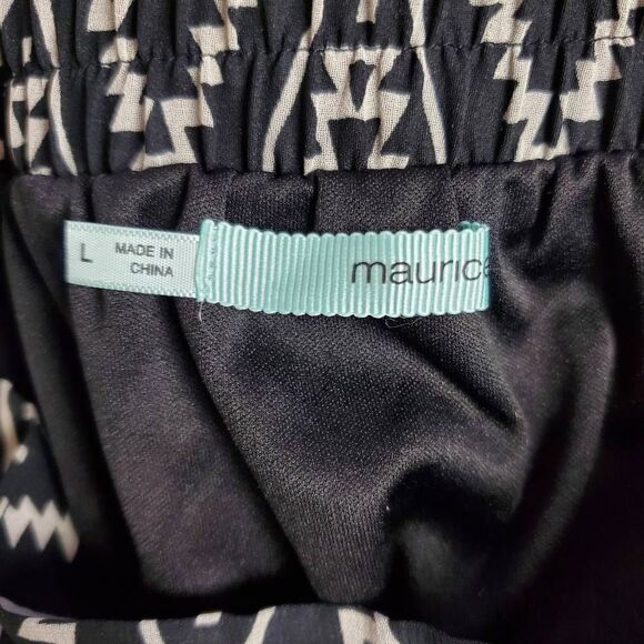 Maurices Women’s Maxi Skirt L Black White Aztec Print Sheer Overlay - Picture 4 of 6
